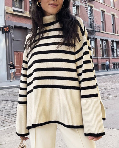 Vesolda™ | Sweter w Paski z Golfem w Stylu Retro