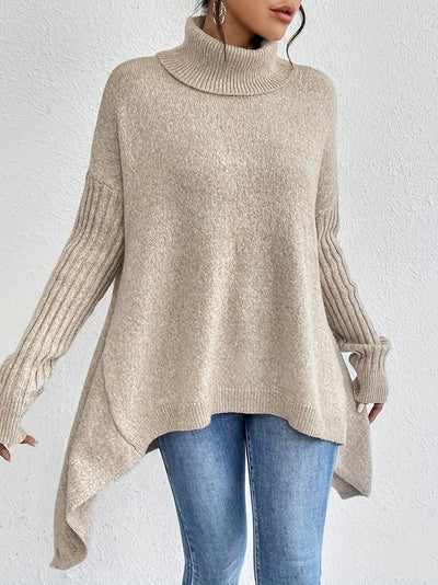 Dorwena™ | Sweter z Golfem o Asymetrycznym Kroju