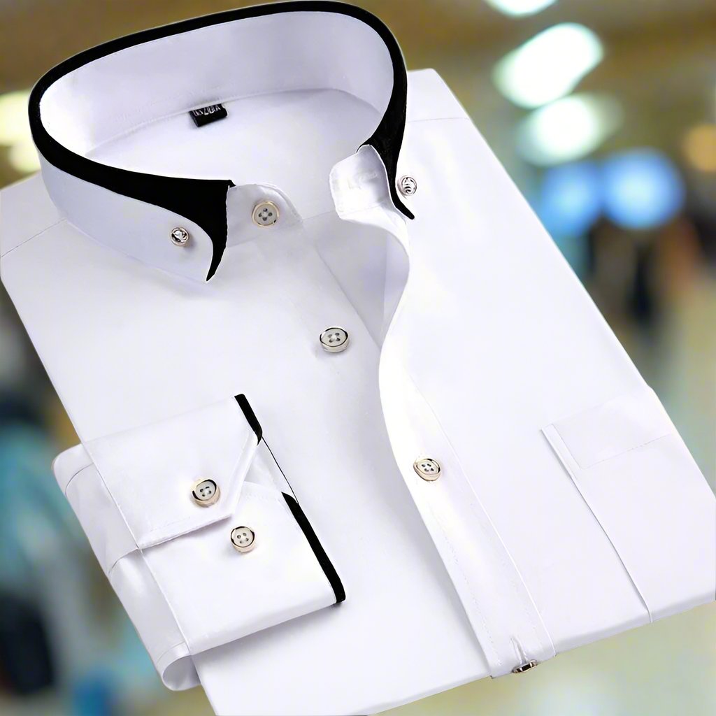 Marvin™ | Elegancka Koszula z Kontrastowym Kołnierzem