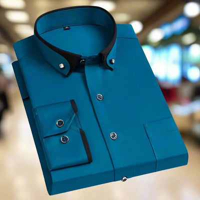 Marvin™ | Elegancka Koszula z Kontrastowym Kołnierzem
