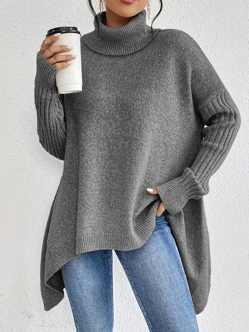 Dorwena™ | Sweter z Golfem o Asymetrycznym Kroju