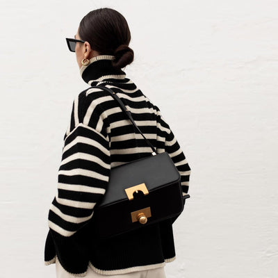 Vesolda™ | Sweter w Paski z Golfem w Stylu Retro