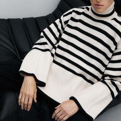 Vesolda™ | Sweter w Paski z Golfem w Stylu Retro