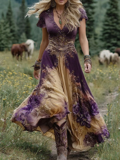 Kwiatkowski – Elegancka Suknia Maxi w Kwiatowych Odcieniach