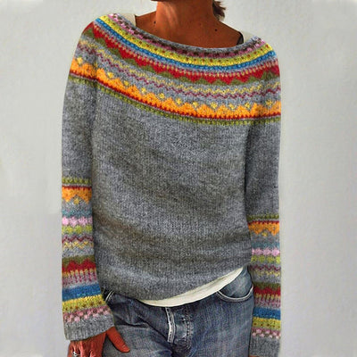 Izabela™ | Sweter z Kolorowym Wzorem