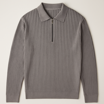 Cezary™ | Sweter z Kołnierzykiem i Zamkiem