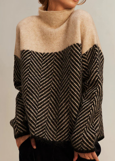 Florianne™ | Stylowy Sweter z Wzorem w Jodełkę
