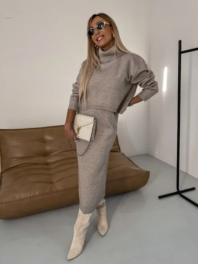 Kryselda™ | Dzianinowy Komplet ze Stójką w Stylu Premium