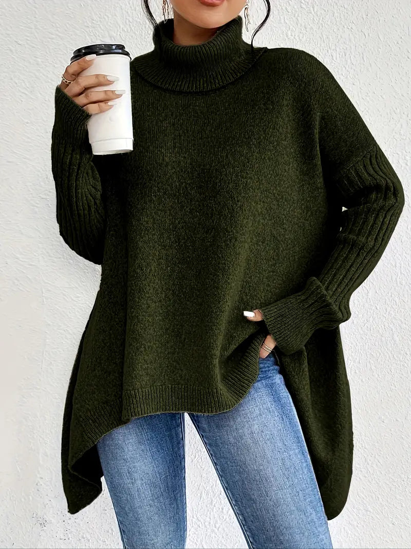 Dorwena™ | Sweter z Golfem o Asymetrycznym Kroju