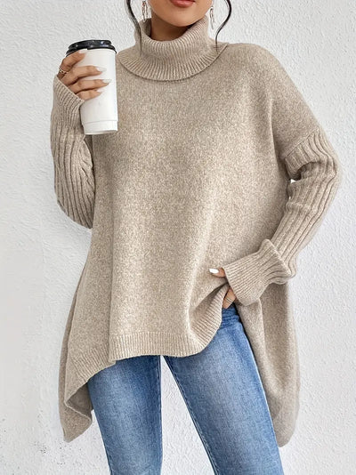 Dorwena™ | Sweter z Golfem o Asymetrycznym Kroju