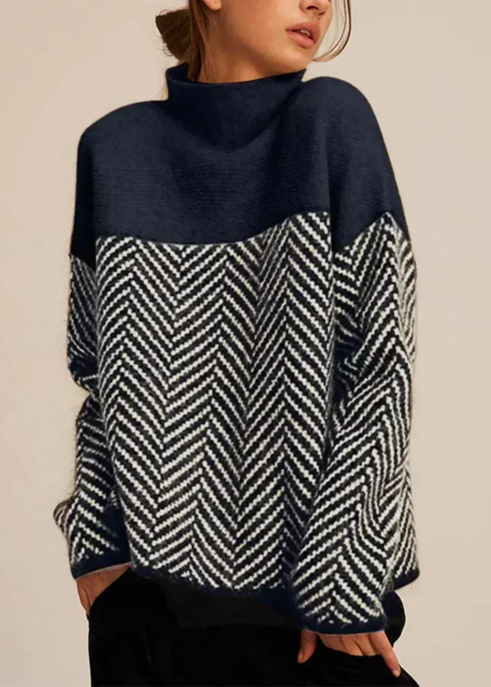 Florianne™ | Stylowy Sweter z Wzorem w Jodełkę