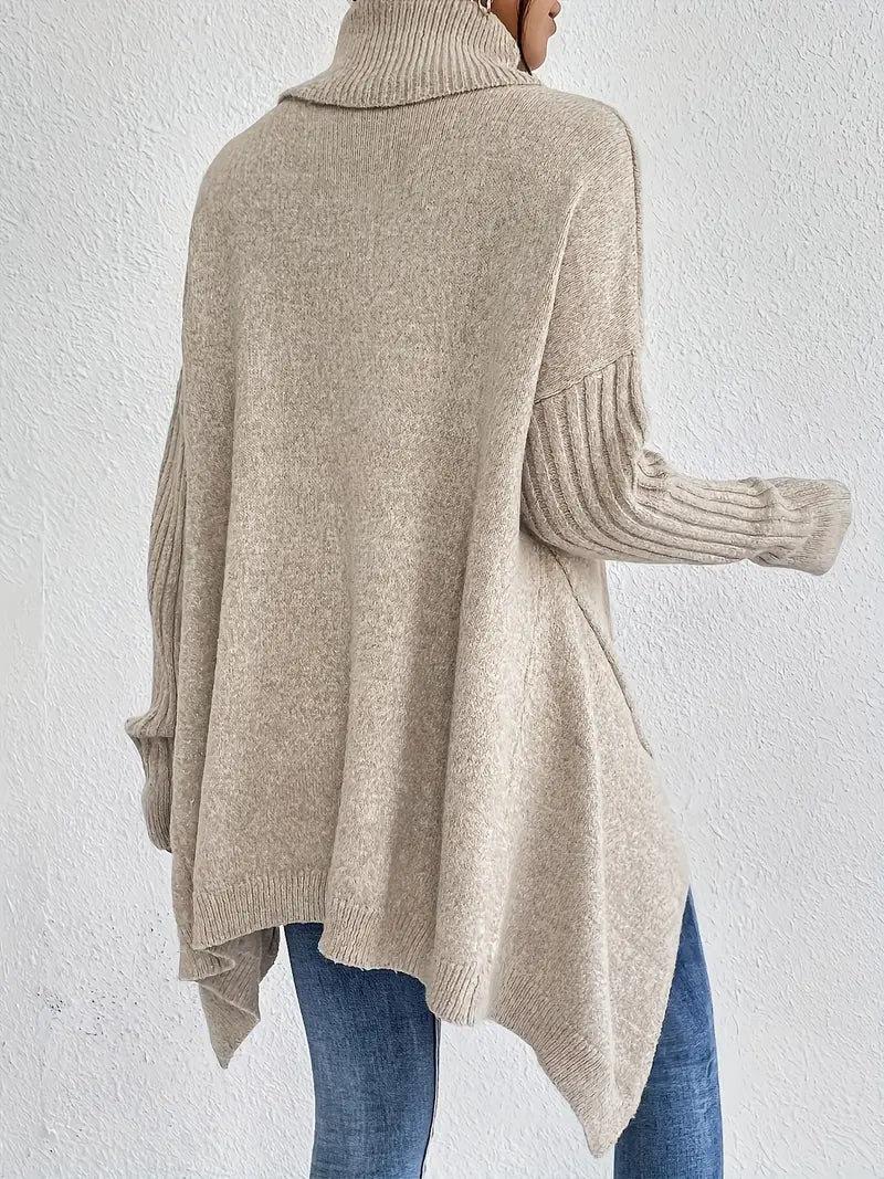 Dorwena™ | Sweter z Golfem o Asymetrycznym Kroju