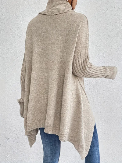 Dorwena™ | Sweter z Golfem o Asymetrycznym Kroju