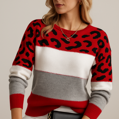 Taryssa™ | Stylowy Sweter z Wzorem Zwierzęcy Nadruk