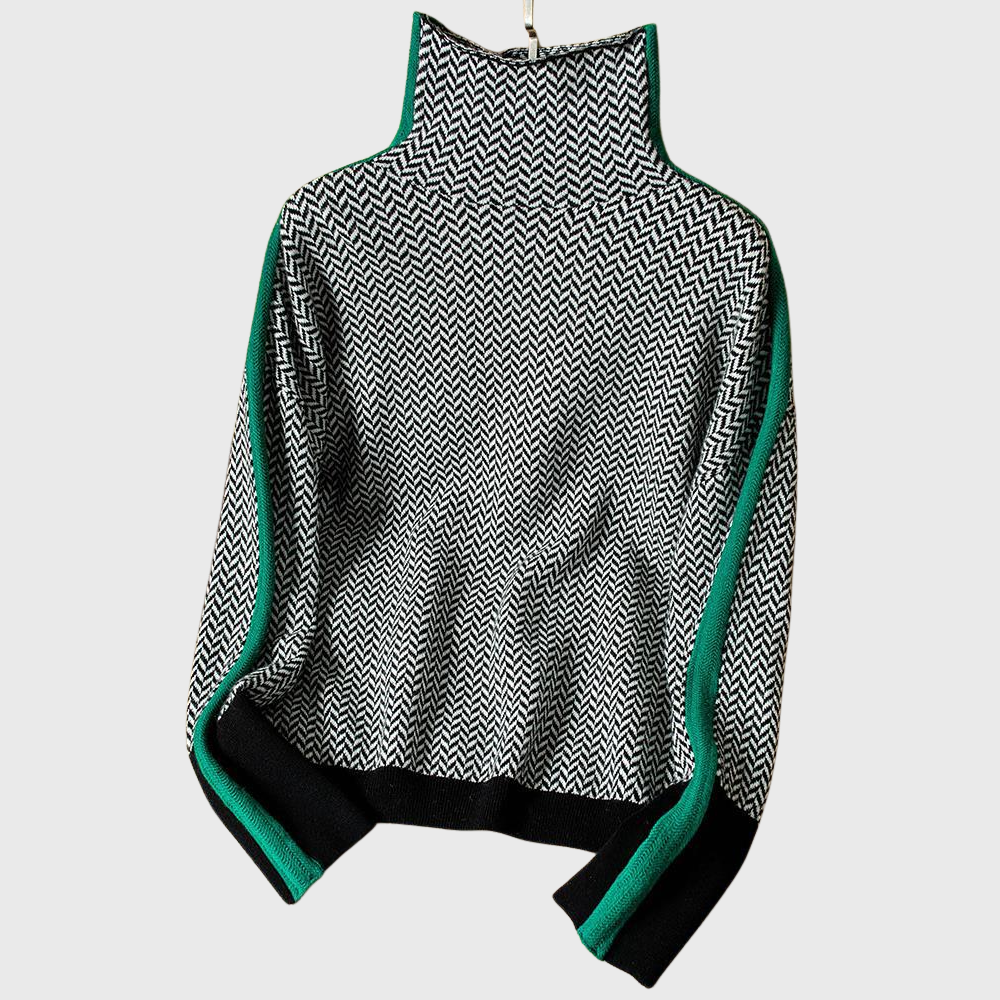 Malwiera™ | Sweter z Wysokim Kołnierzem i Nowoczesnym Wzorem