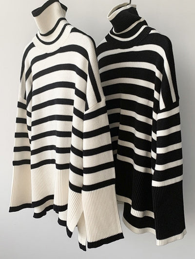 Vesolda™ | Sweter w Paski z Golfem w Stylu Retro