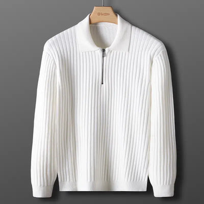 Cezary™ | Sweter z Kołnierzykiem i Zamkiem