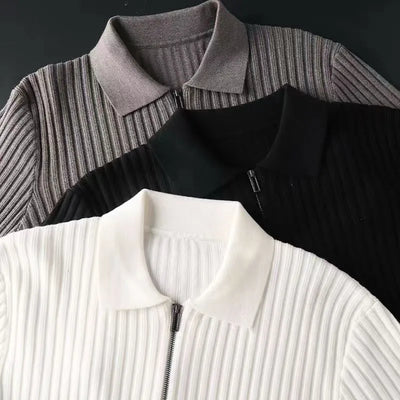 Cezary™ | Sweter z Kołnierzykiem i Zamkiem