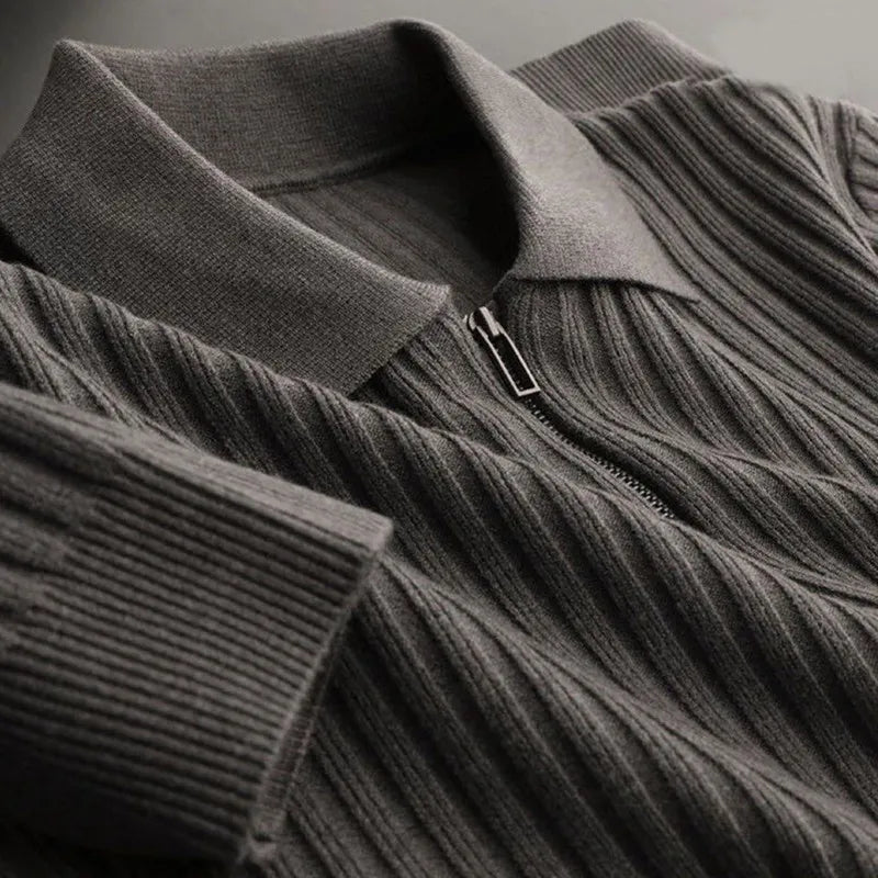 Cezary™ | Sweter z Kołnierzykiem i Zamkiem