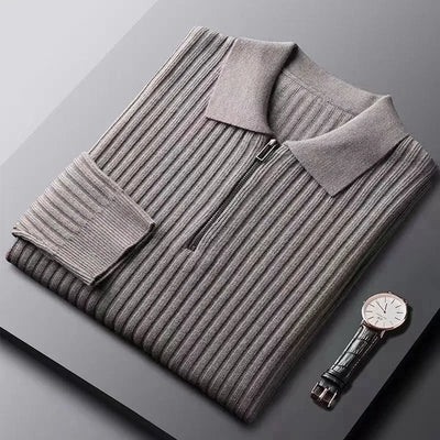 Cezary™ | Sweter z Kołnierzykiem i Zamkiem
