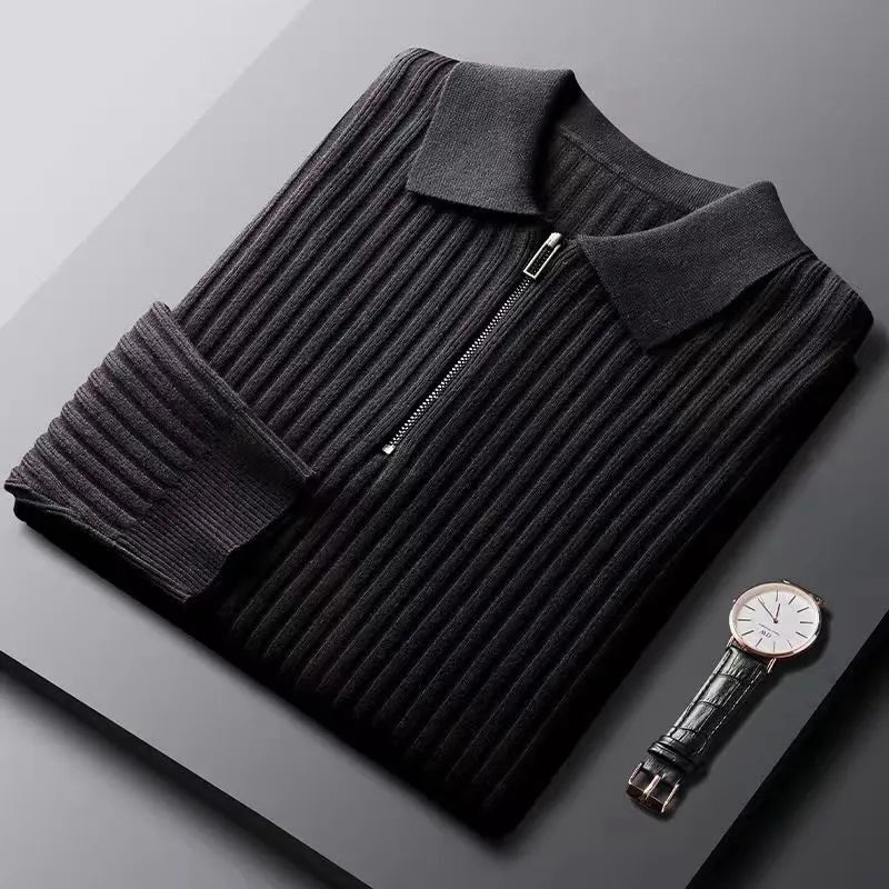 Cezary™ | Sweter z Kołnierzykiem i Zamkiem