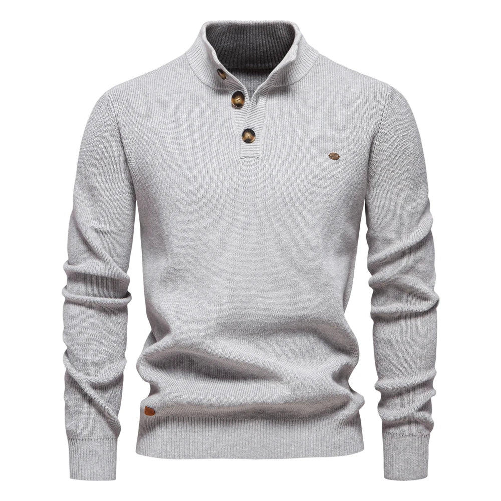 Marek™ | Sweter z Kołnierzem i Guzikami