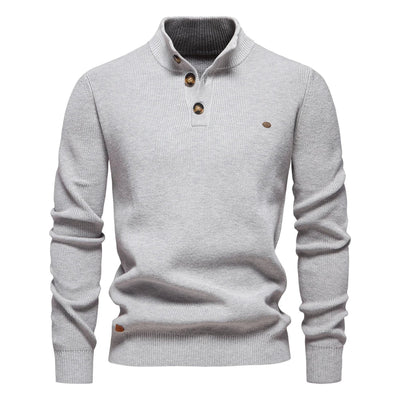 Marek™ | Sweter z Kołnierzem i Guzikami
