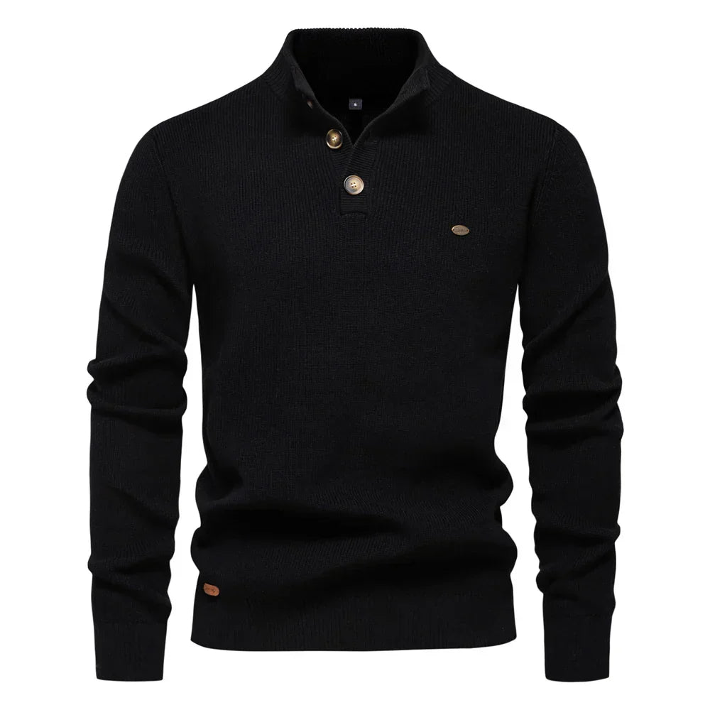 Marek™ | Sweter z Kołnierzem i Guzikami