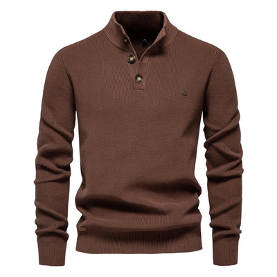 Marek™ | Sweter z Kołnierzem i Guzikami