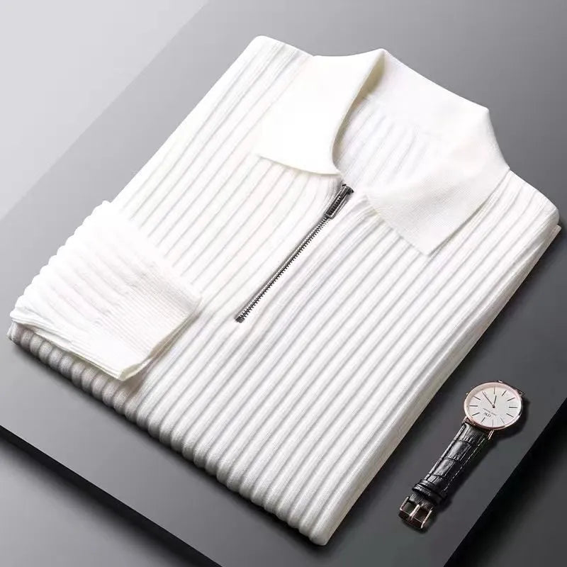 Cezary™ | Sweter z Kołnierzykiem i Zamkiem