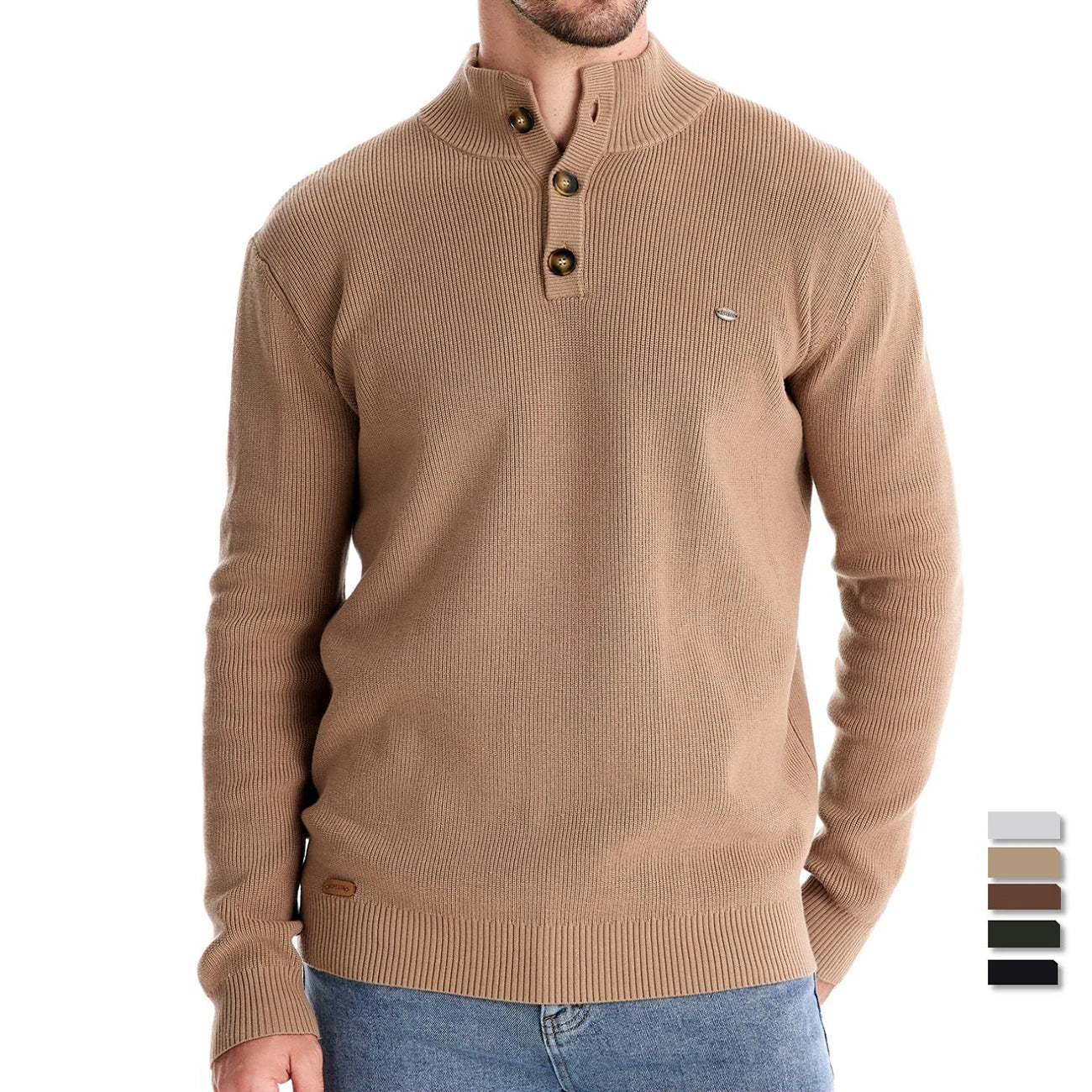 Marek™ | Sweter z Kołnierzem i Guzikami