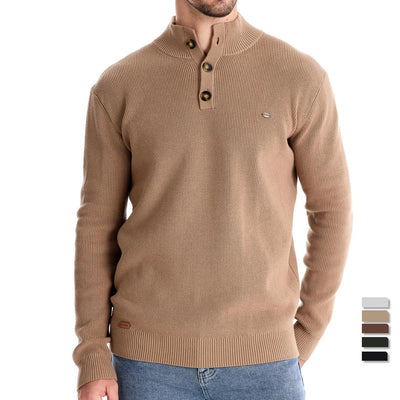 Marek™ | Sweter z Kołnierzem i Guzikami