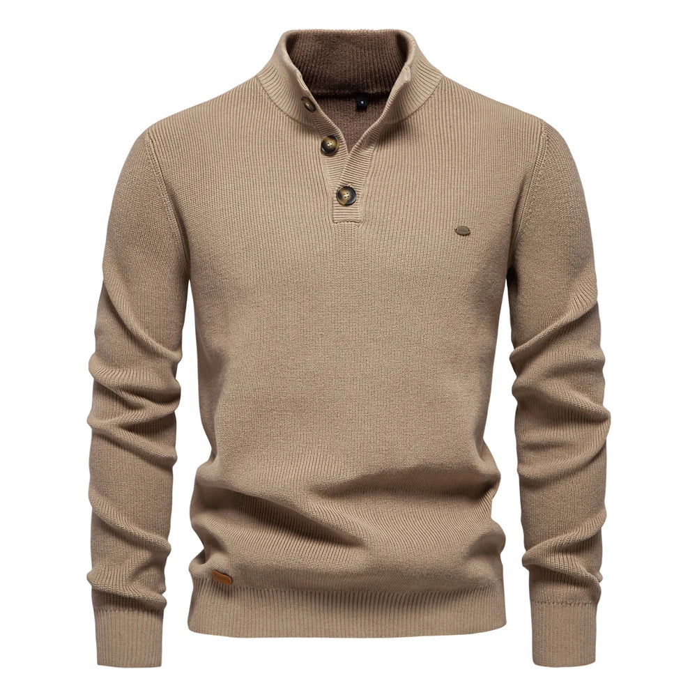 Marek™ | Sweter z Kołnierzem i Guzikami