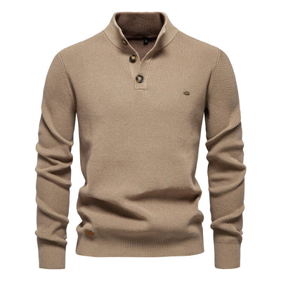 Marek™ | Sweter z Kołnierzem i Guzikami