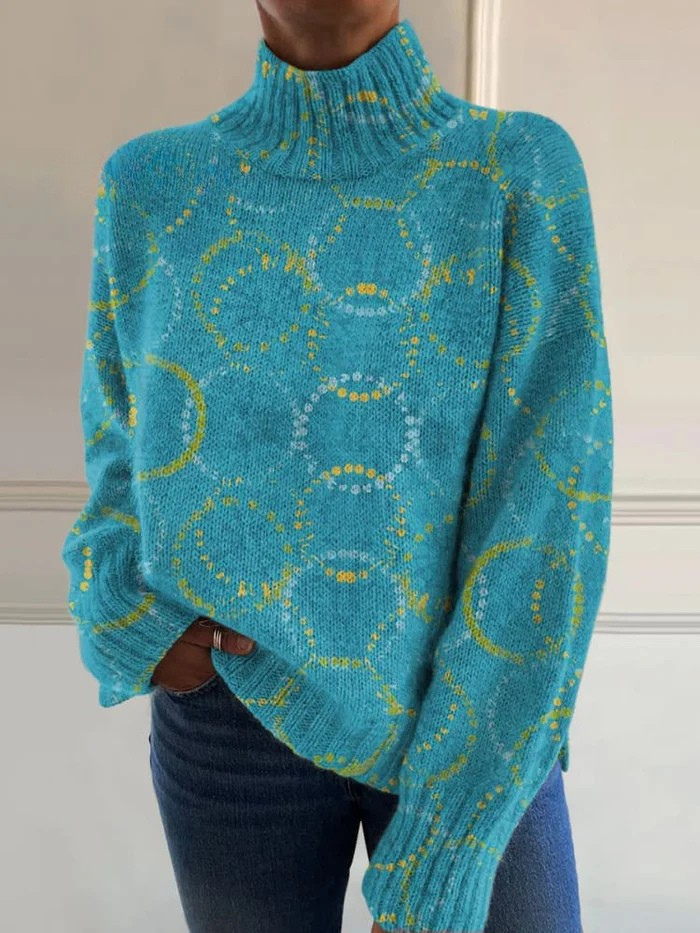 Marcelina™ | Sweter z Geometrycznym Motywem
