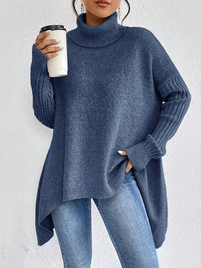Dorwena™ | Sweter z Golfem o Asymetrycznym Kroju