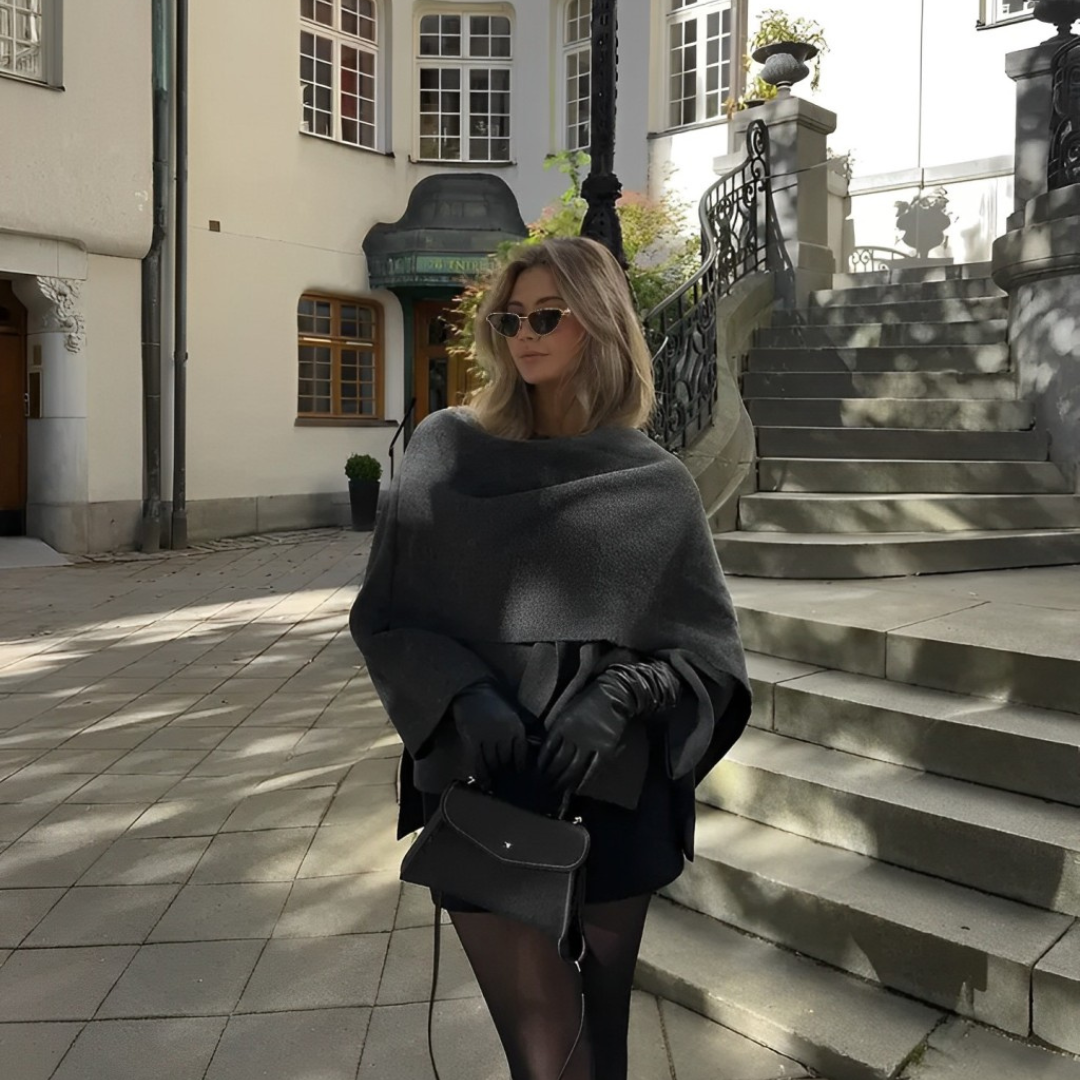 Marcelina™ | Stylowa Peleryna z Szerokim Kołnierzem