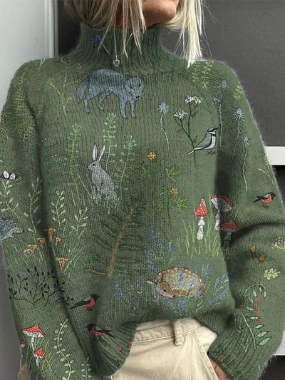 Kalina™ | Sweter z Artystycznym Wzorem Przyrody