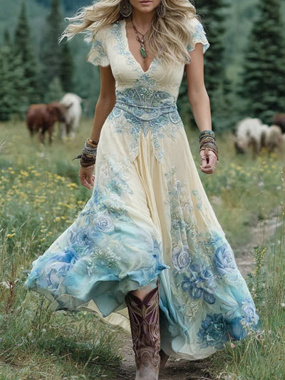 Kwiatkowski – Elegancka Suknia Maxi w Kwiatowych Odcieniach