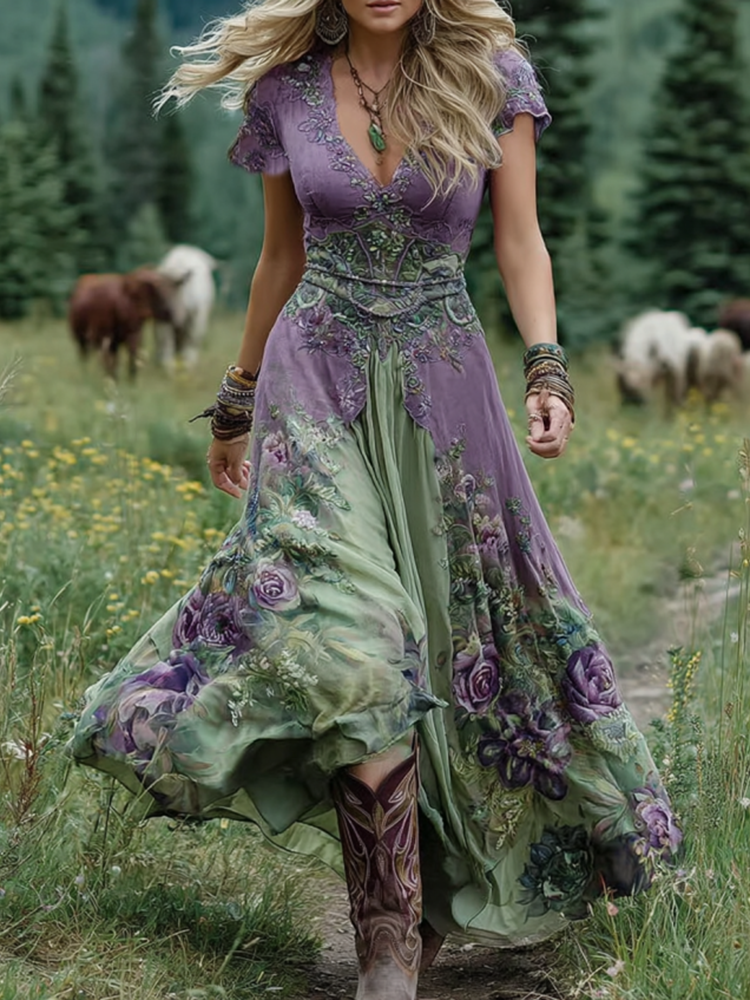 Kwiatkowski – Elegancka Suknia Maxi w Kwiatowych Odcieniach