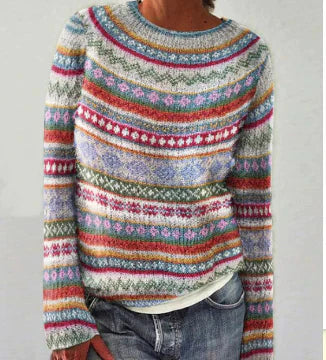 Izabela™ | Sweter z Kolorowym Wzorem