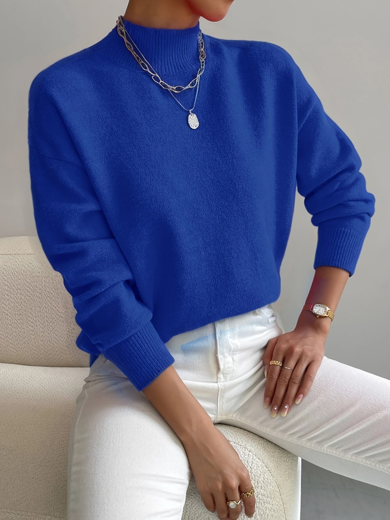Darnela™ | Minimalistyczny Sweter z Wysokim Kołnierzem