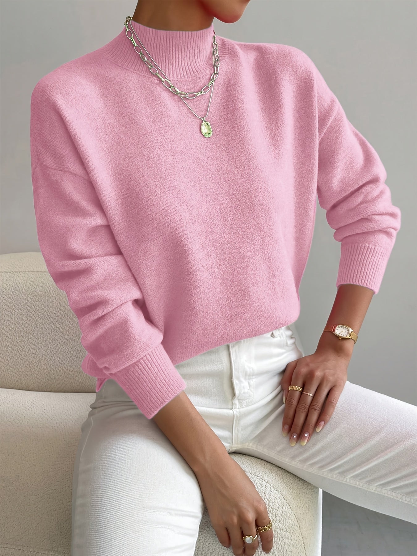Darnela™ | Minimalistyczny Sweter z Wysokim Kołnierzem