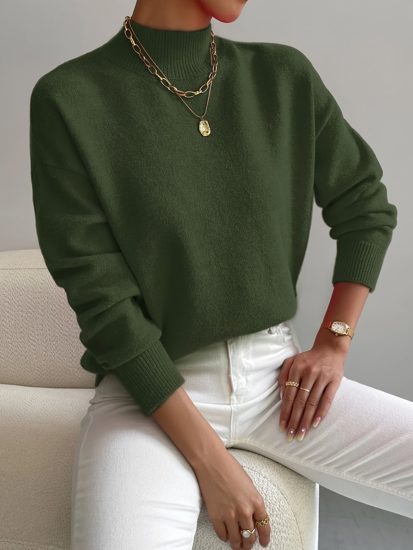 Darnela™ | Minimalistyczny Sweter z Wysokim Kołnierzem
